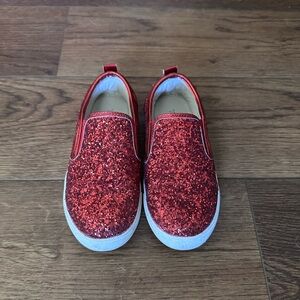 Glittery Red Kids Slip-On Shoes